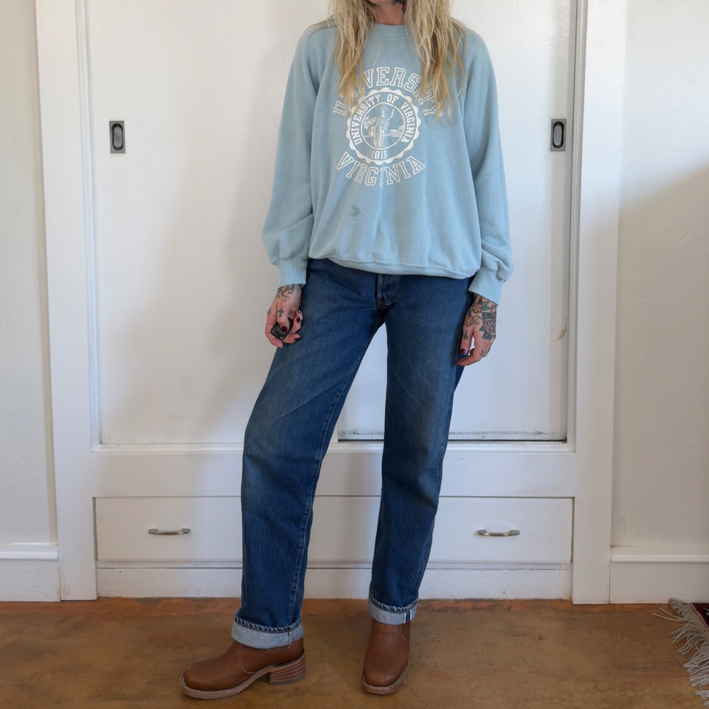 Vintage Bassett Walker University of Virginia UVA Sweatshirt Blue Large Raglan
